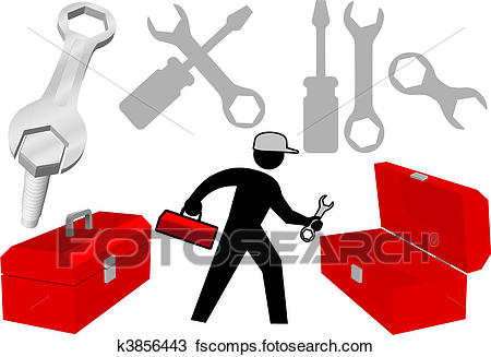 450x327 Clipart Of Tool Set Repair Work Person Objects Icons K3856443