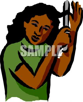 286x350 Royalty Free Cliprt Image Black Girl Curling Her Hair