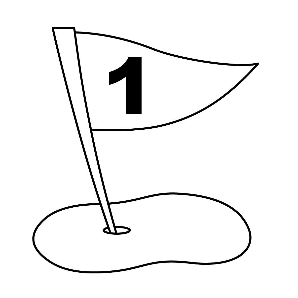 1200x1200 Black And White Golf Flag Clipart