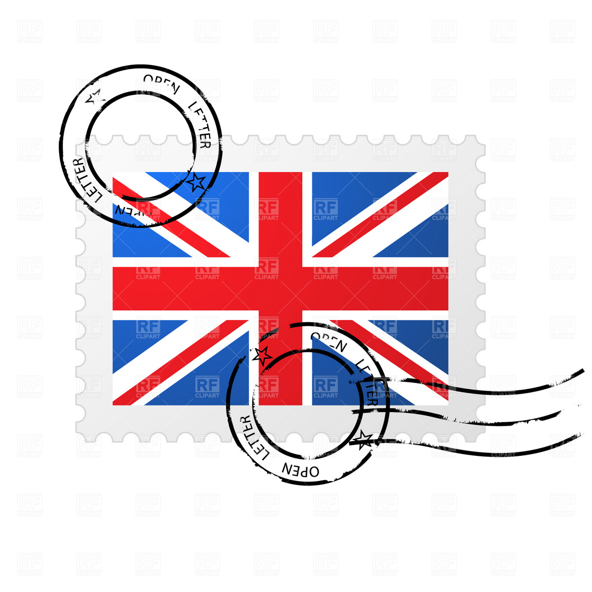 1200x1200 Postmark With Great Britain Flag And Postage Stamp Royalty Free