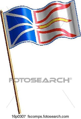 319x470 Clip Art Of Newfoundland Flag, Waving 16p0307