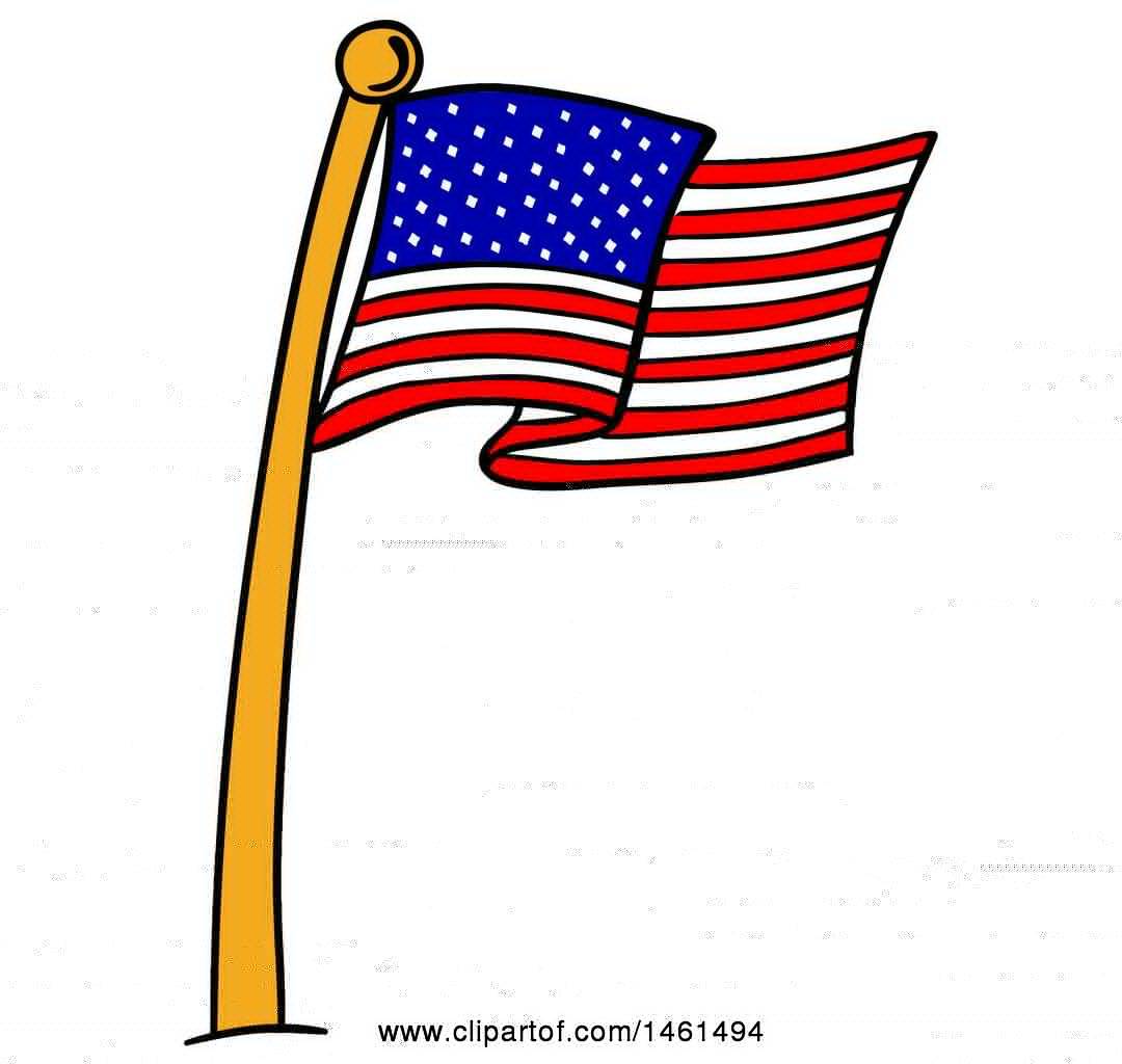 1080x1024 Clipart Of A Cartoon American Flag Pole