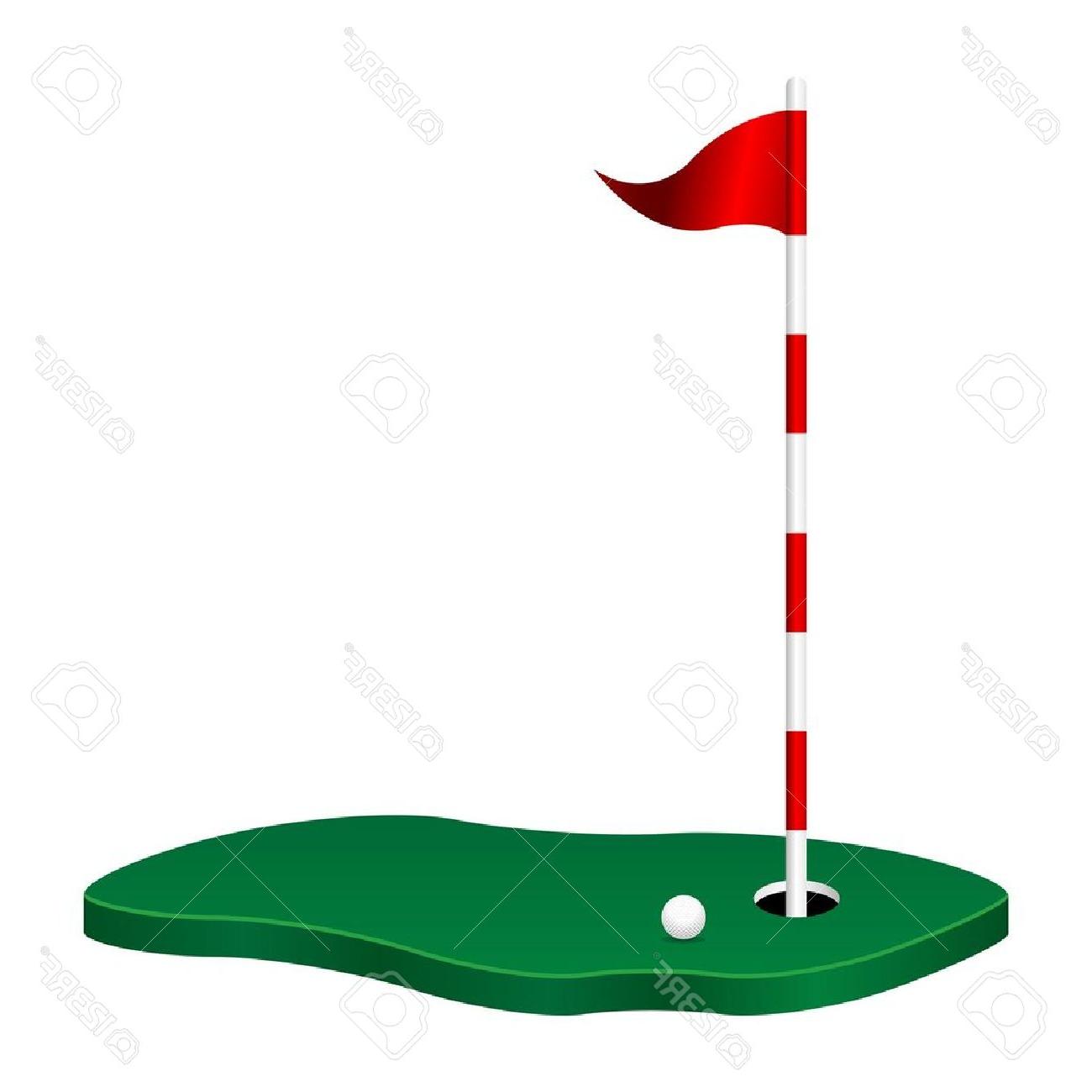1300x1300 Top Golf Theme With Green Flag Pole And Ball Stock Vector Drawing