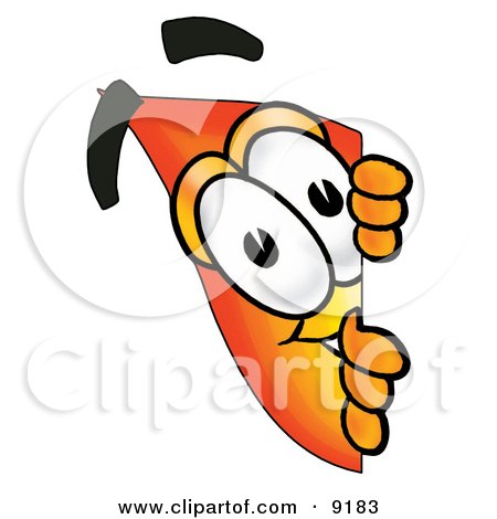 450x470 Clipart Picture Of A Flame Mascot Cartoon Character Peeking Around