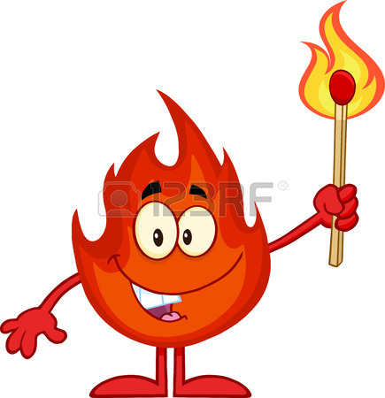 435x450 Cute Flame Cartoon Mascot Character Looking Around A Blank Sign