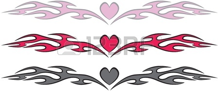 450x188 Fire Flames And Heart Tattoo Style Royalty Free Cliparts, Vectors