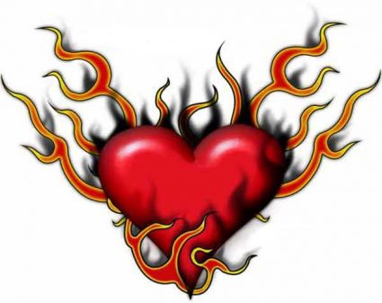 425x337 Love Heart Flaming Free Tat Tattoo From Itattooz