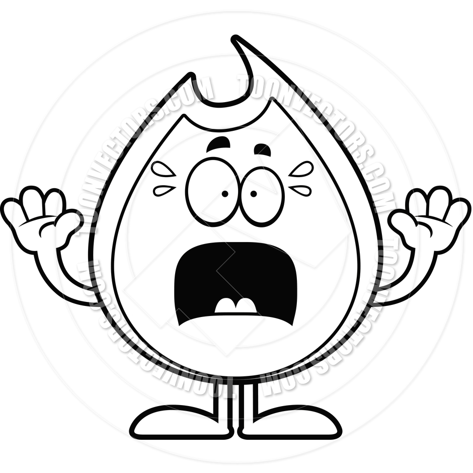 940x940 Cartoon Fire Flame Scared (Black And White Line Art) By Cory