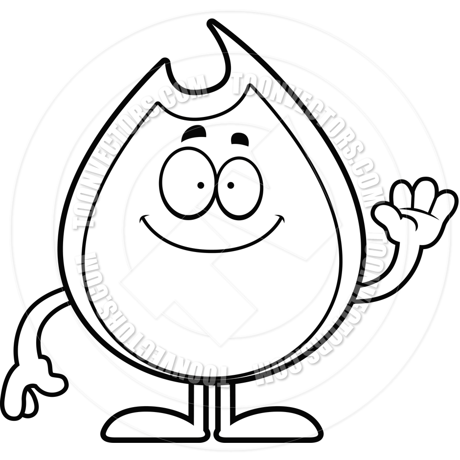 940x940 Cartoon Fire Flame Waving (Black And White Line Art) By Cory