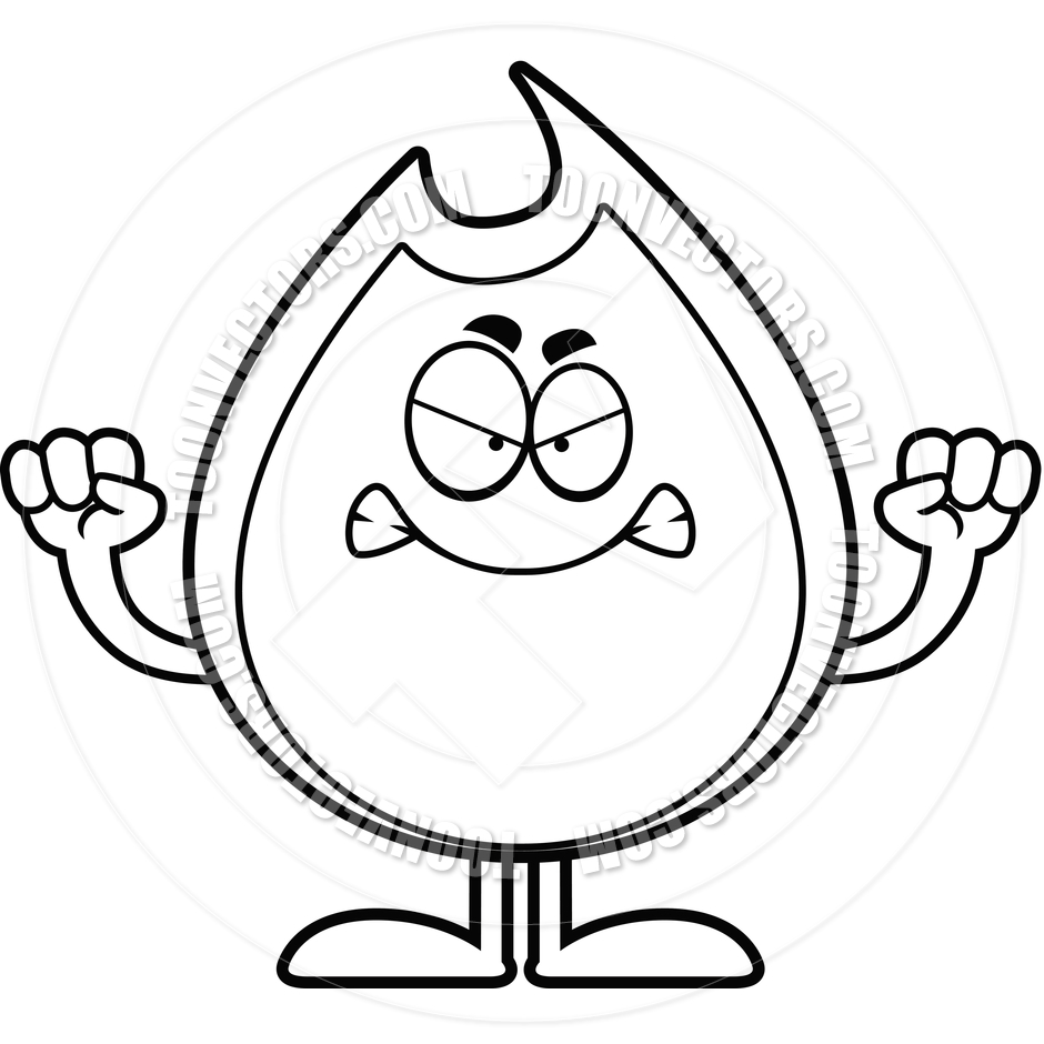 940x940 Cartoon Fire Flame Angry (Black And White Line Art) By Cory Thoman