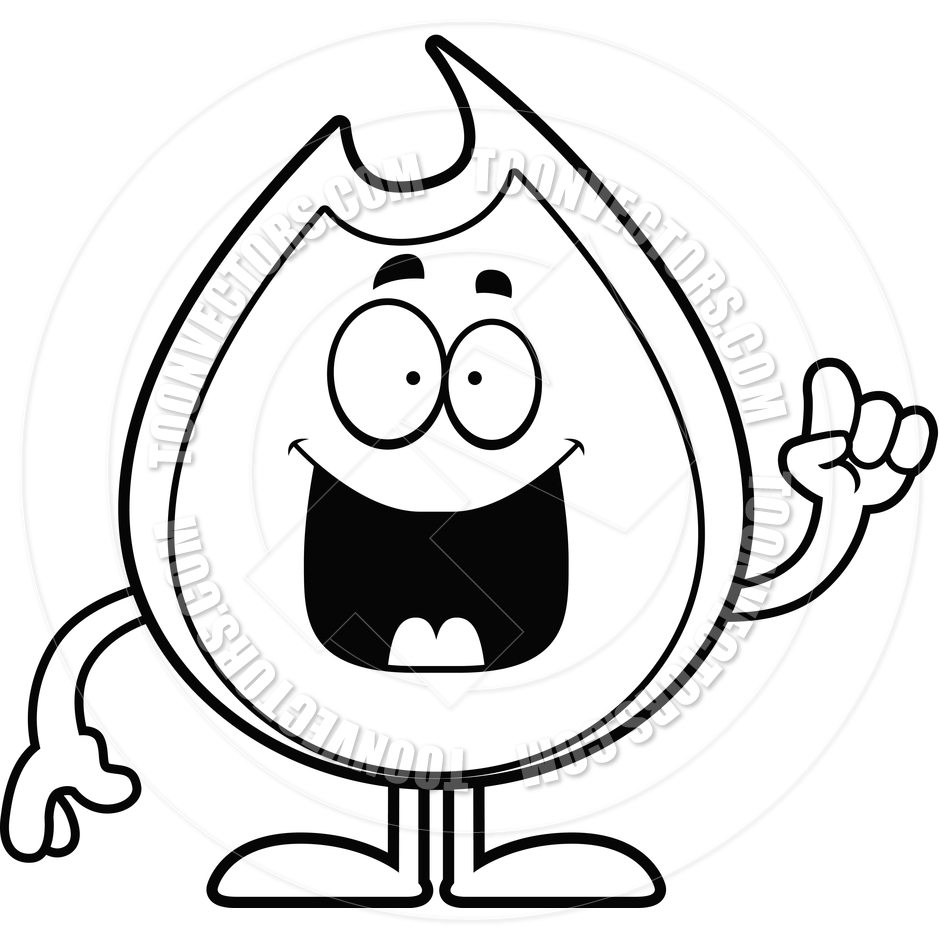 940x940 Cartoon Fire Flame Idea (Black And White Line Art) By Cory Thoman