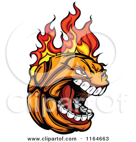 450x470 Flaming Basketball Clipart