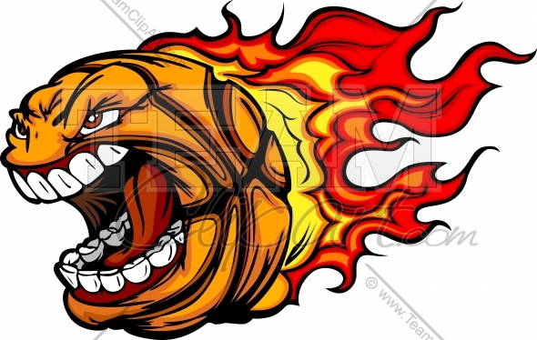 590x374 Flaming Basketball Clipart Image. Easy To Edit Vector Format.