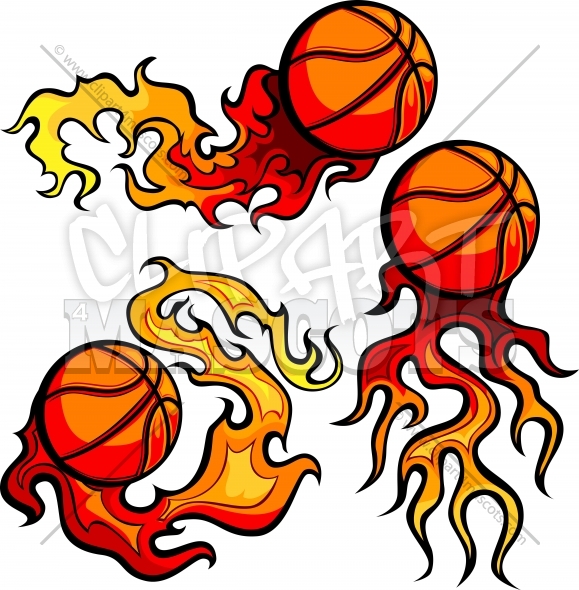 579x590 Flaming Basketball Graphic Vector Logo