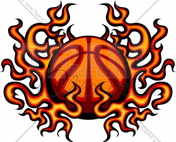590x477 Basketball With Flames Clipart