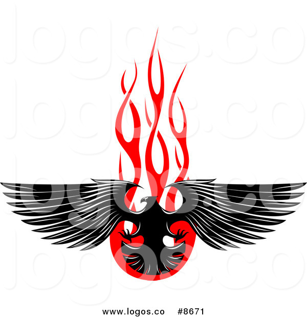 600x620 Royalty Free Clip Art Vector Logo Of A Black Eagle And Red Flames