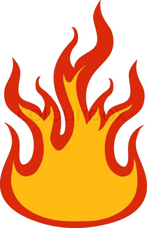 517x800 Fire Flames, Set Icons, Vector Illustration On White Background