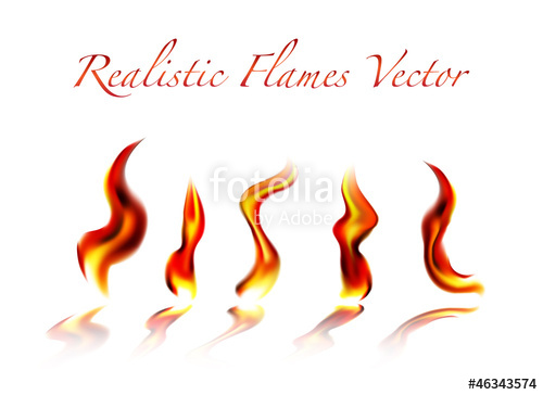 500x364 Realistic Flames Vector On White Background Stock Image