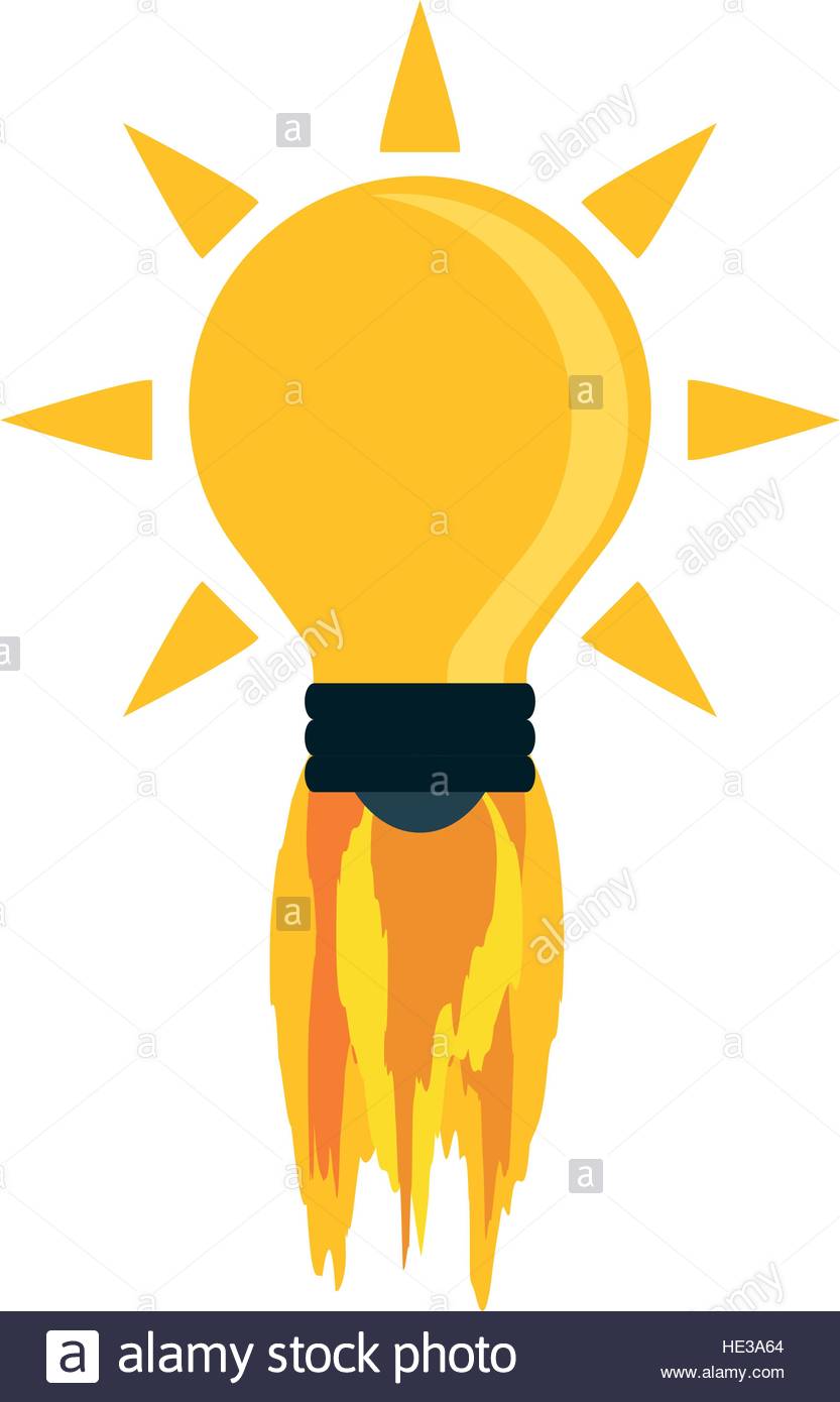 833x1390 Bulb Light With Fire Flames On Launching Icon Over White