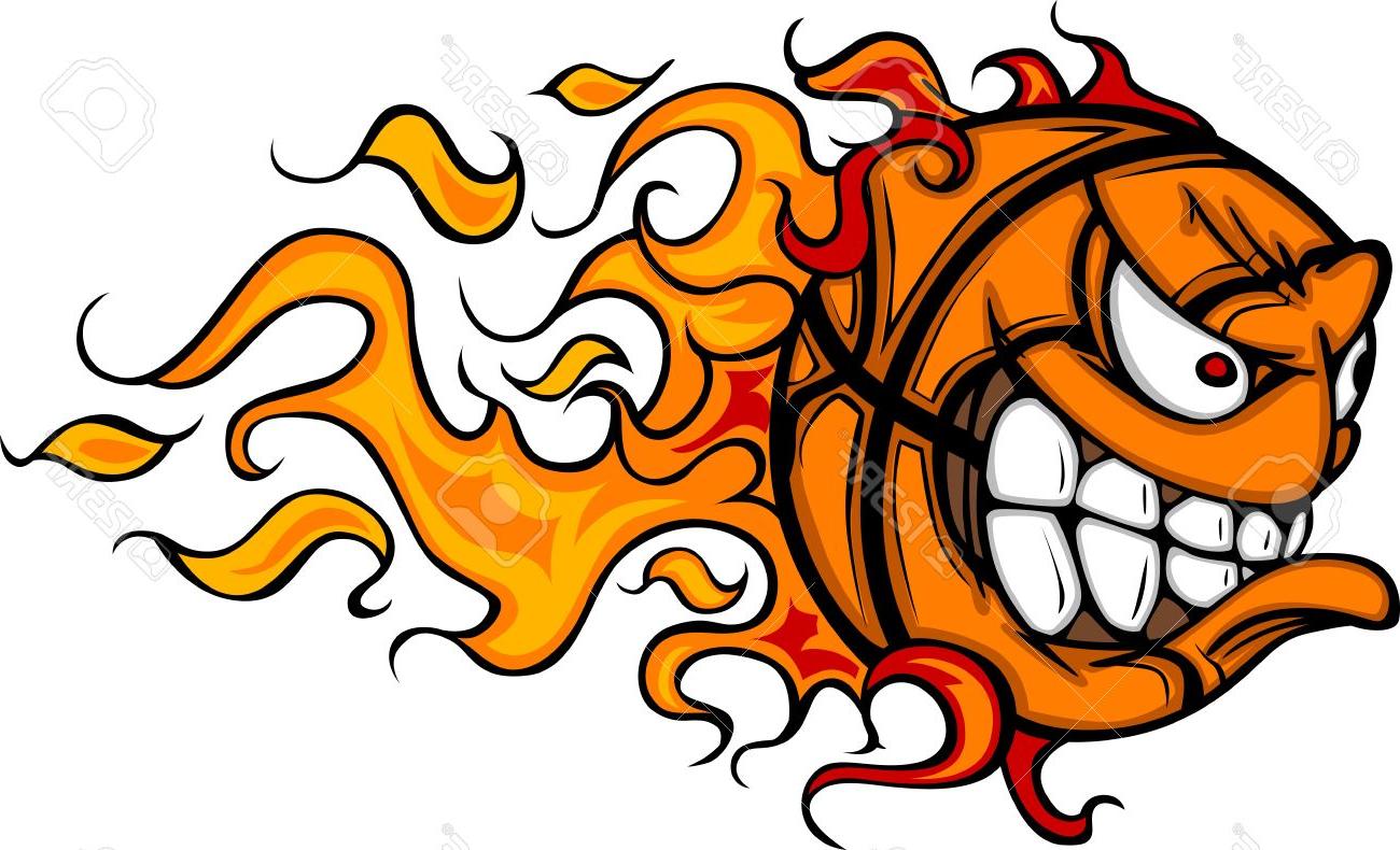 1300x790 Best 15 Flaming Basketball Face Cartoon Stock Vector Ball Drawing