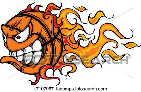 450x293 Clip Art Of Flaming Basketball Face Cartoon K7107957