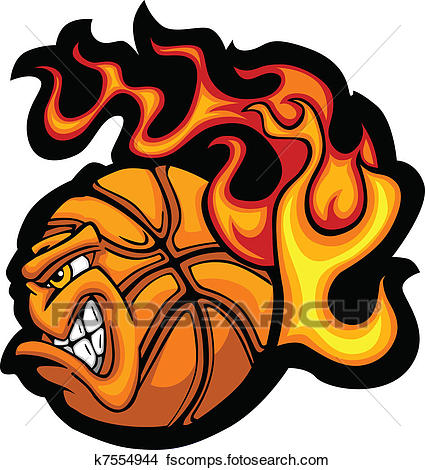 425x470 Clipart Of Basketball Flaming Ball Face Vecto K7554944