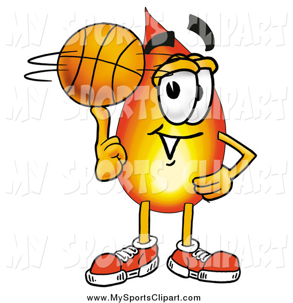 600x620 Sports Clip Art Of A Flame Mascot Spinning A Basketball On His