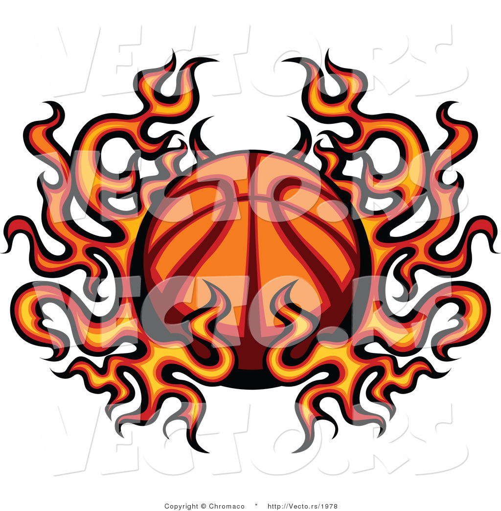 1024x1044 Vector Of A Flaming Cartoon Basketball By Chromaco