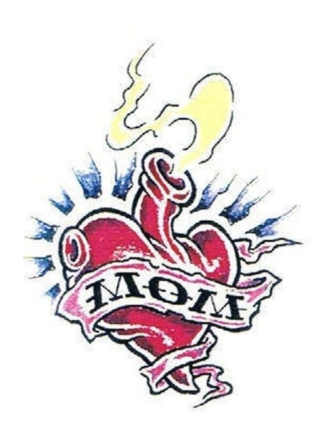 480x622 Flaming Heart Tattoo For Mom Photo