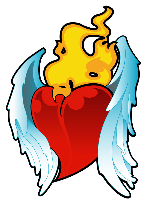 583x790 Flaming Heart Con Vector By Rugerone