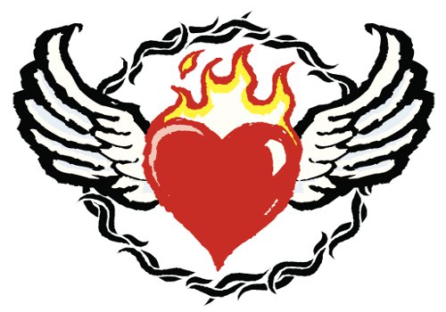 500x350 Heart With Flames Flaming Heart Tattoo Clipart