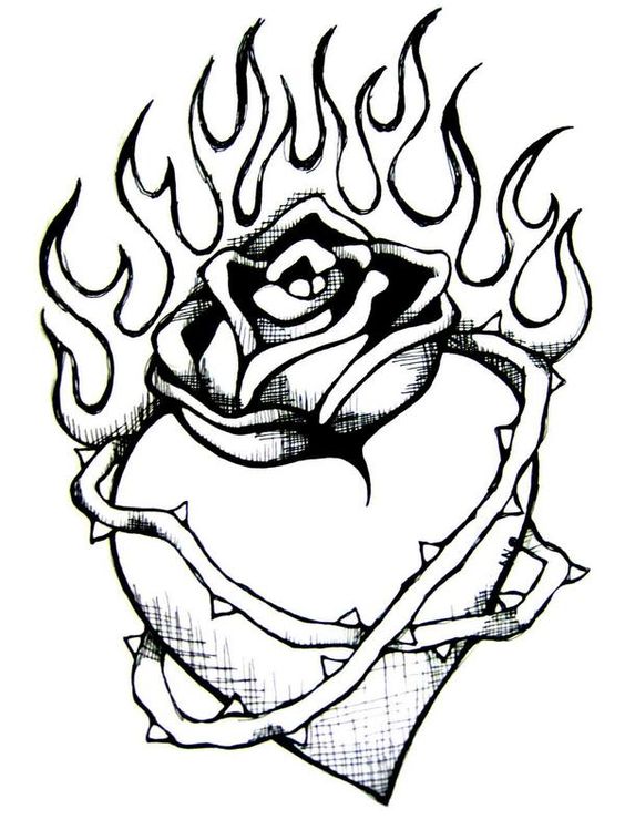 564x749 Heart With Flames Flaming Heart Tattoo Clipart 2