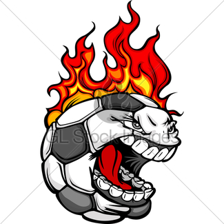 325x325 Flaming Soccer Ball Screaming Face Vector Cartoon Gl Stock Images