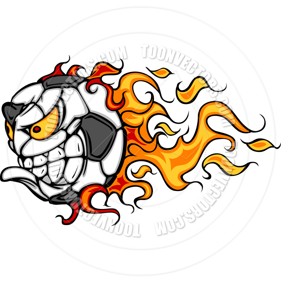940x940 Soccer Ball Flaming Face Vector Image By Chromaco Toon Vectors