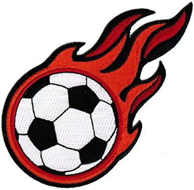 385x376 Flaming Soccer Ball Patch Embroidered World Cup Iron On Football
