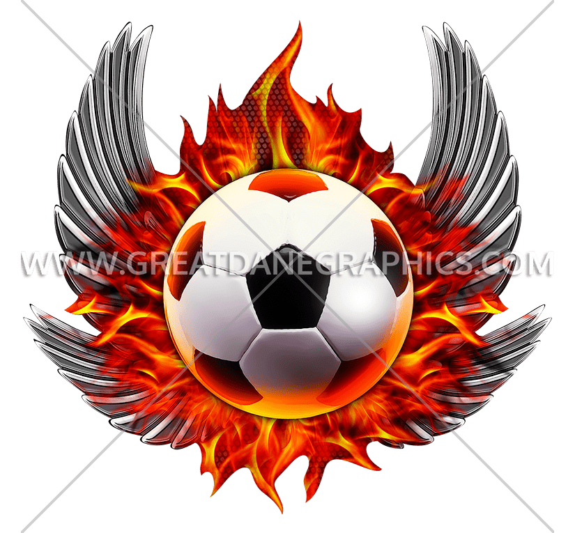 825x765 Flaming Soccer Wings Production Ready Artwork For T Shirt Printing