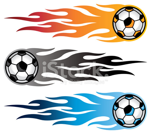 496x440 Soccer Ball Flames Stock Vector