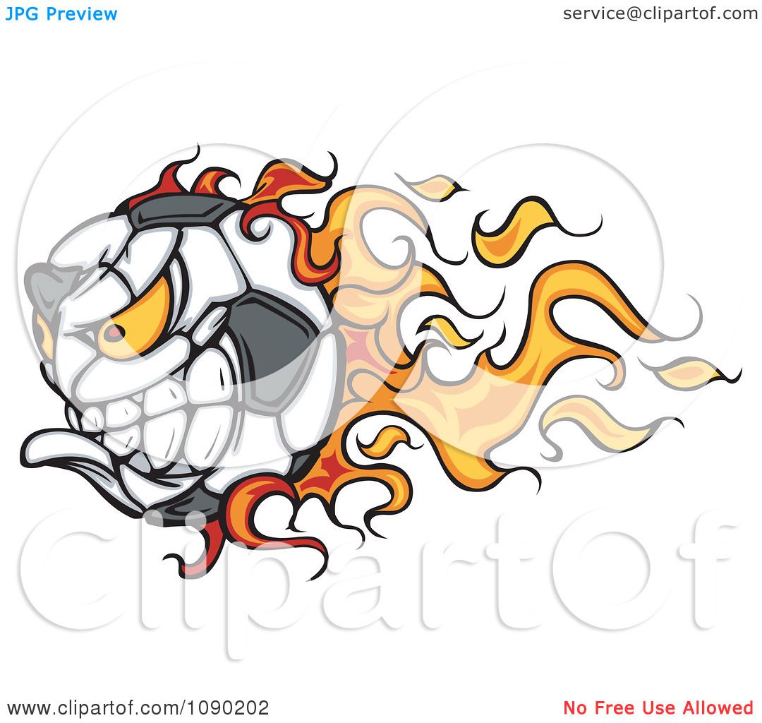 1080x1024 Clipart Flaming Soccer Ball Character