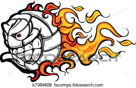 450x292 Clip Art Of Volleyball Ball Flaming Face Vector K7384608