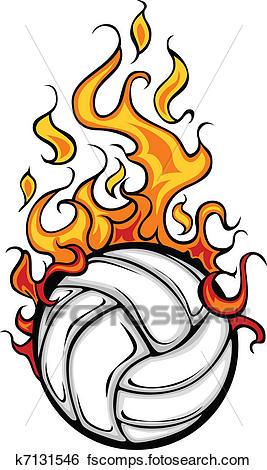 267x470 Clip Art Of Volleyball Flaming Ball Vector Cart K7131546