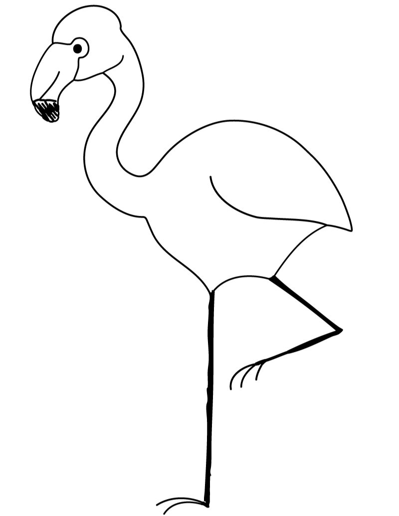 800x1035 Flamingo Clip Art Black And White Free Clipart
