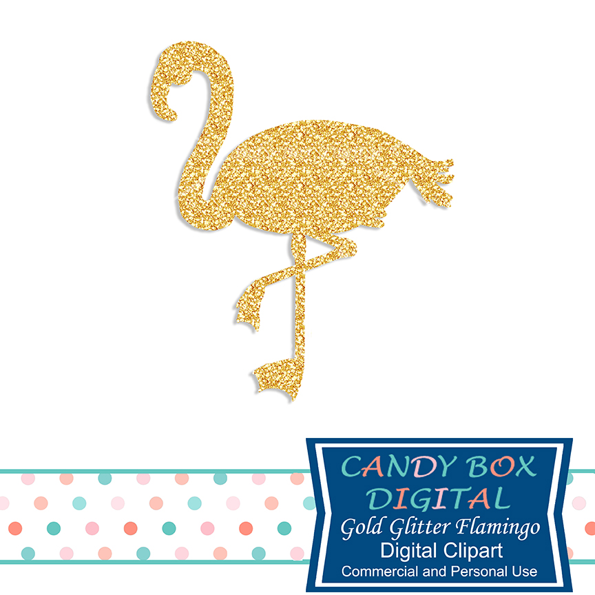864x864 Gold Glitter Flamingo Clip Art