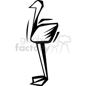300x300 Royalty Free Black And White Abstract Flamingo, Side Profile