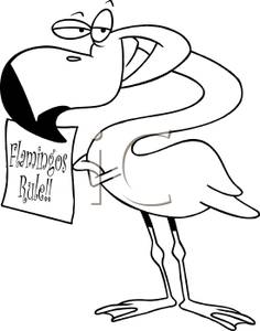 236x300 And White Cartoon Flamingo With Flamingos Rule Sign