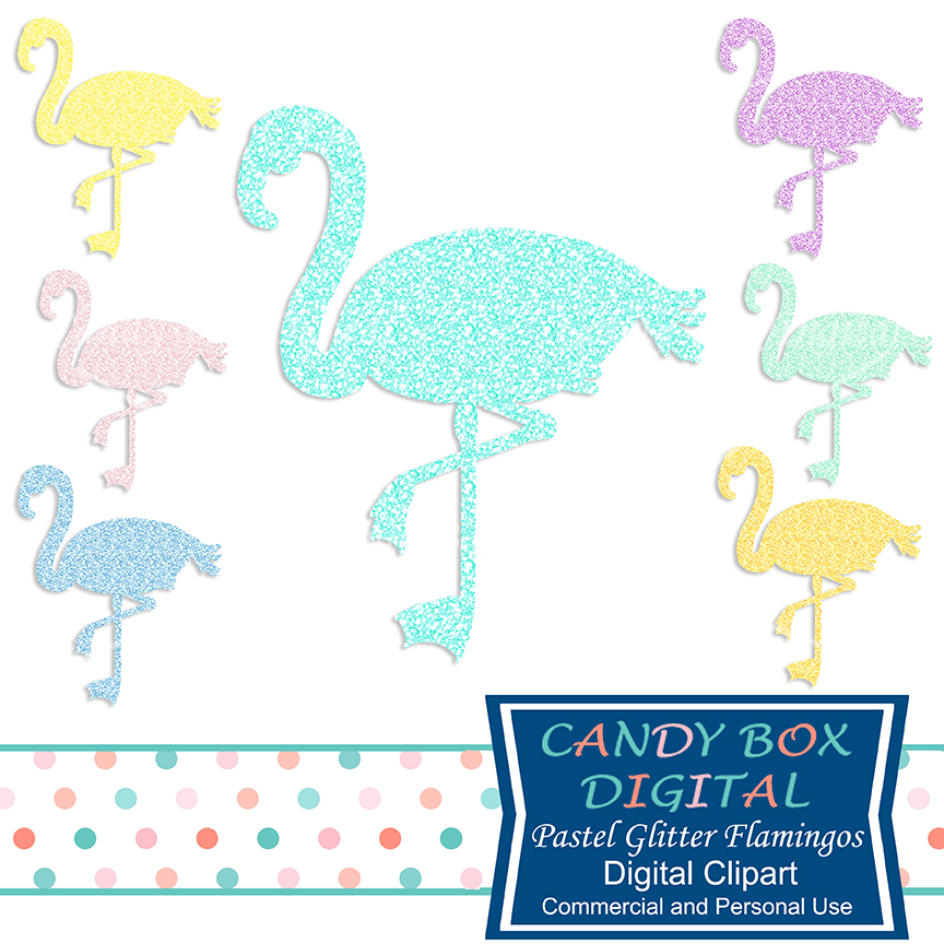864x864 Pastel Glitter Flamingo Clip Art