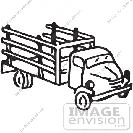 450x450 Clipart Of A Truck In Black And White