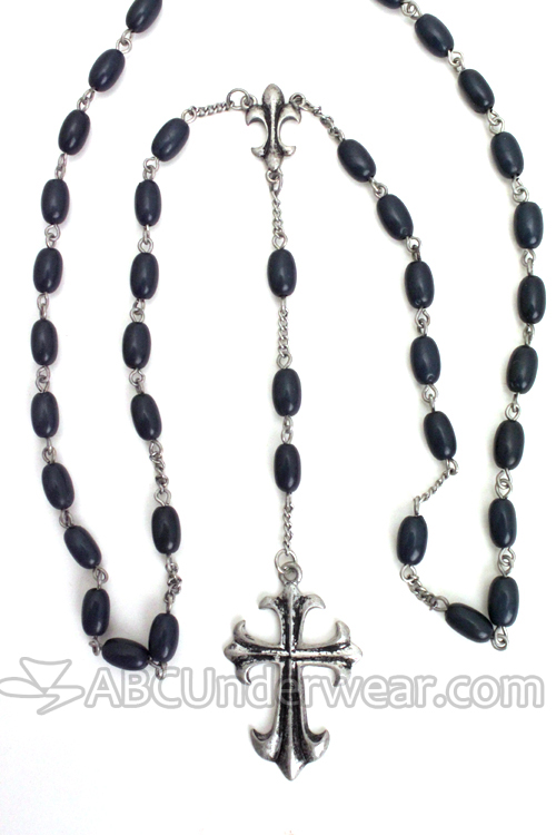 500x750 Fleur De Lis Cross Chain Rosary, Templar Cross Rosary