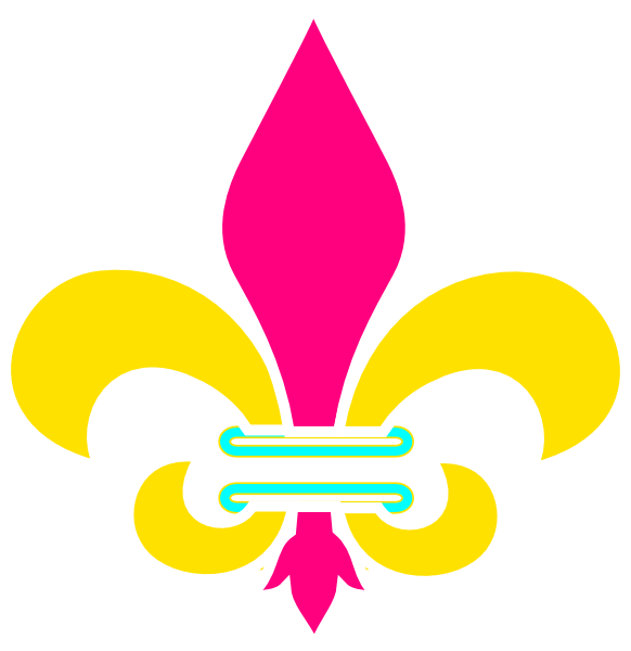 582x600 Fleur De Lis Gold Pink And Teal Clip Art