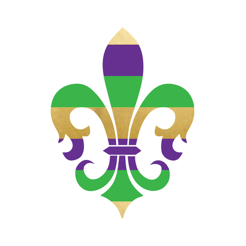500x500 Mardi Gras Fleur De Lis Metallic And Colorful Flash Tattoo