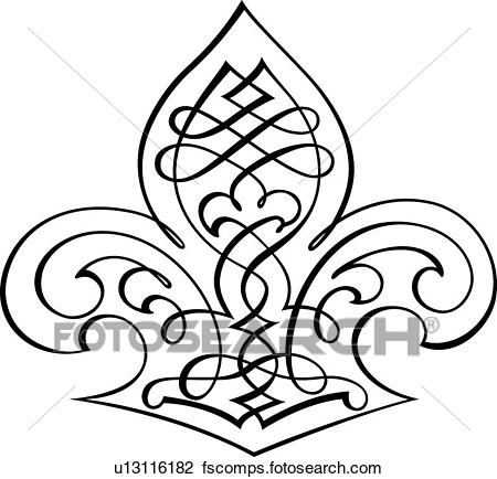 450x434 Clipart Of Fleur De Lis Calligraphic Design U13116182